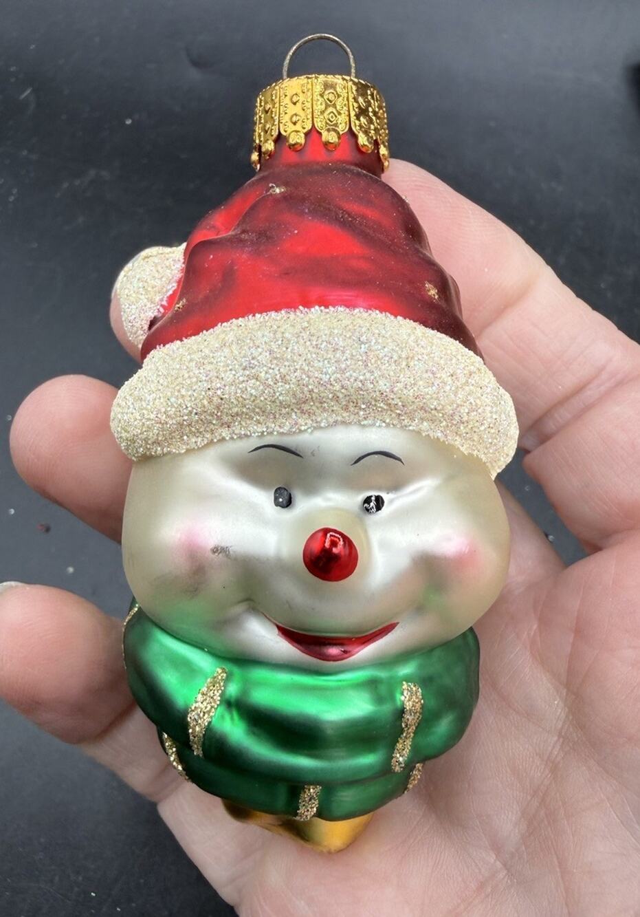 Unique Treasures Santa Head Hand Blown and Painted Crafted Glass Ornament -BG1